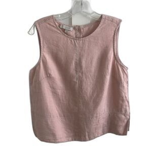 EUC Hobbs dusty Pink 100% flax linen Halle button back Tank Top Sz US 4 Small
